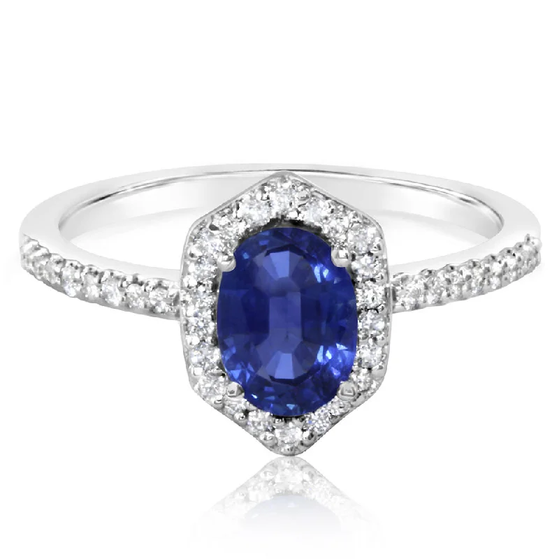 14K White Gold Blue Sapphire/Diamond Ring