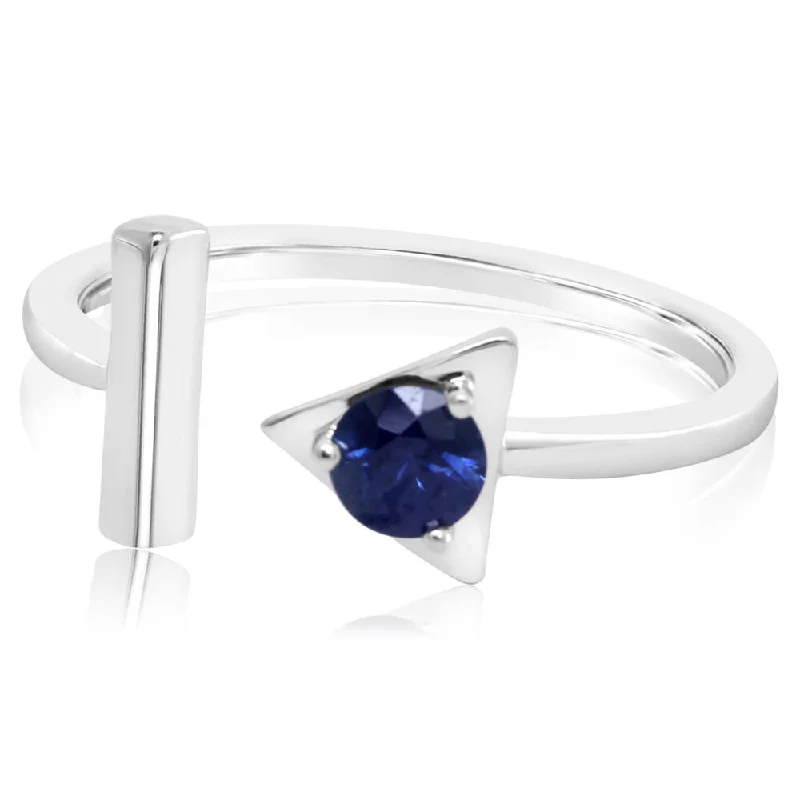 14K White Gold Blue Sapphire Ring