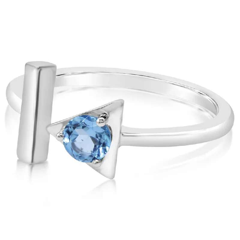 14K White Gold Blue Topaz Ring