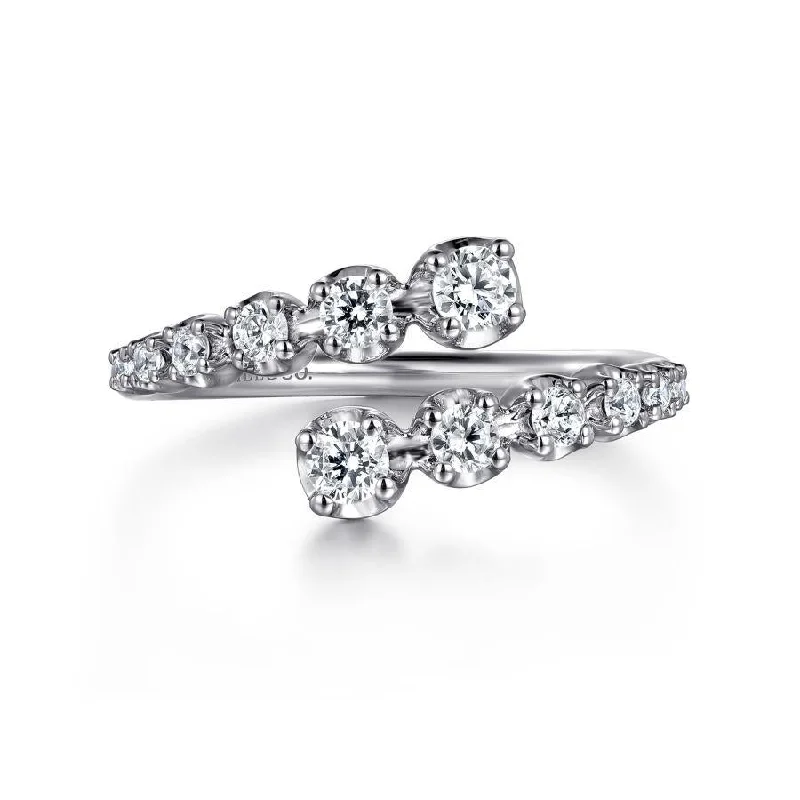 14K White Gold Diamond Bypass Ring