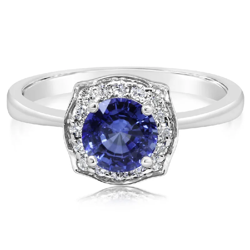 14K White Gold Sapphire/Diamond Ring