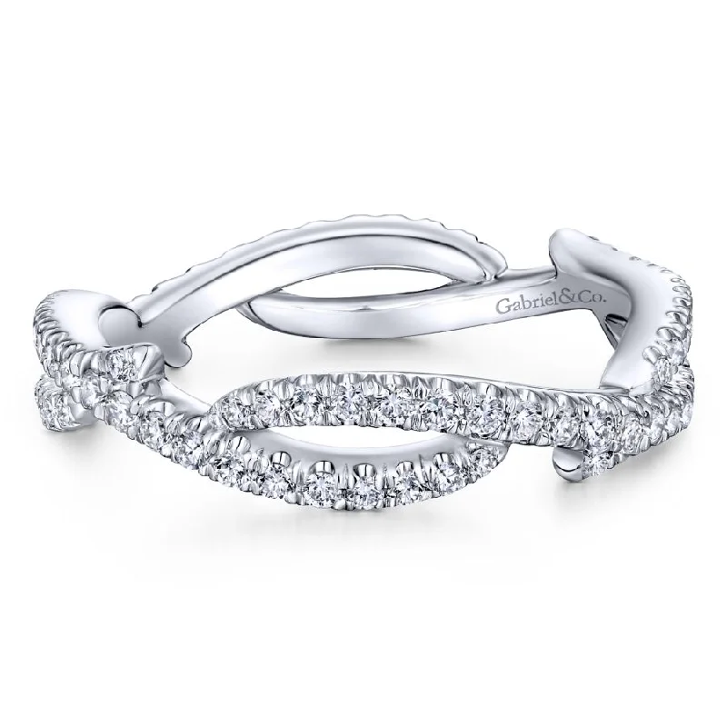 14k White Gold Diamond Stackable Ring