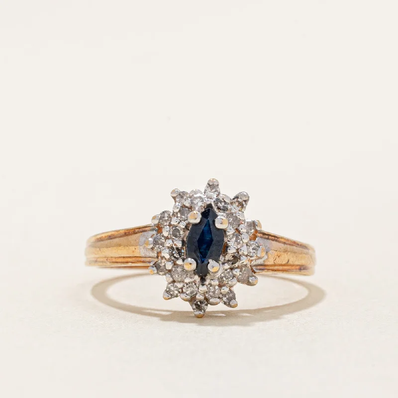 Diamond Halo & Sapphire Ring | 0.18ctw, 0.15ct | SZ 5.75 |