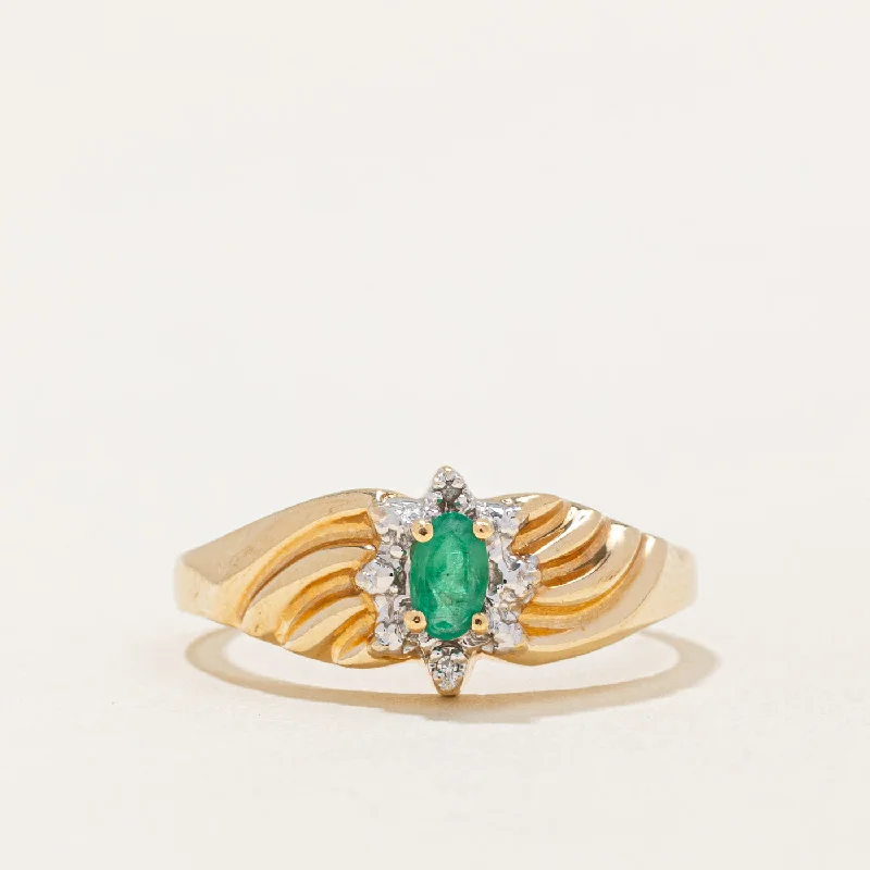 Emerald & Diamond Ring | 0.17ct, 0.01ctw | SZ 8.75 |