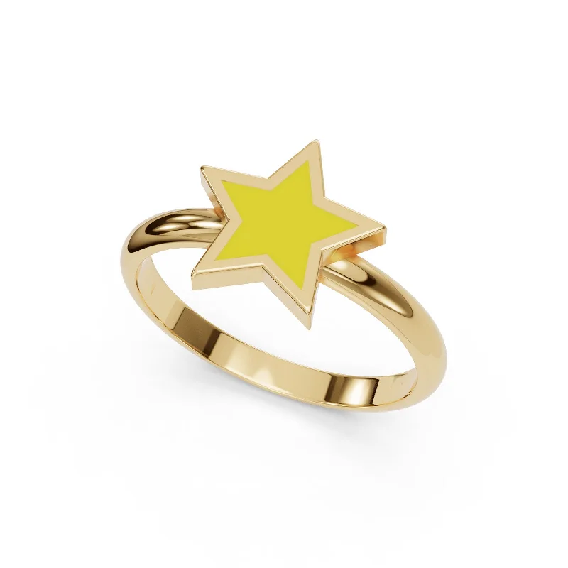 Gold Enamel Star Ring