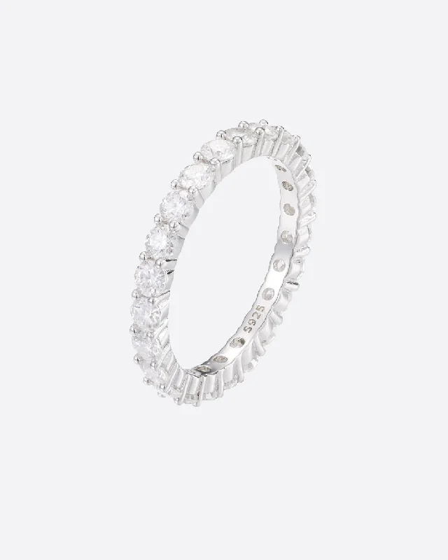 MOISSANITE ETERNITY RING. - 3MM 925 SILVER