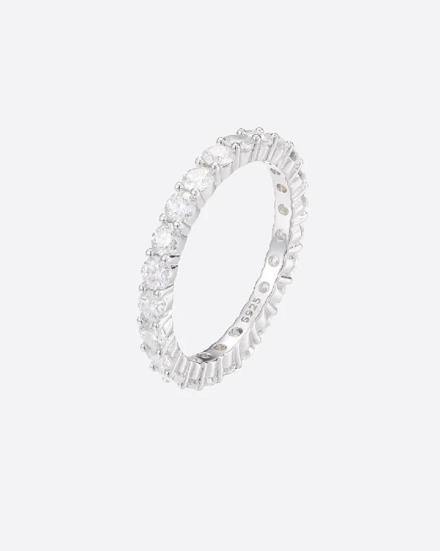 MOISSANITE THIN ETERNITY RING. - WHITE GOLD