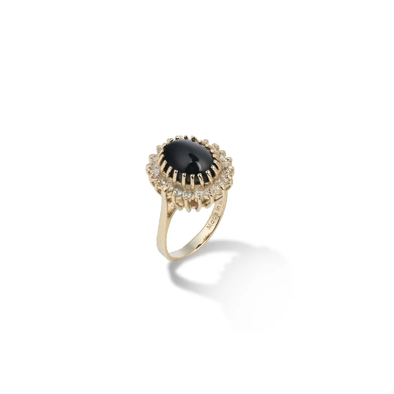 Princess Ka‘iulani Black Coral Ring in Gold with Diamonds - 11mm