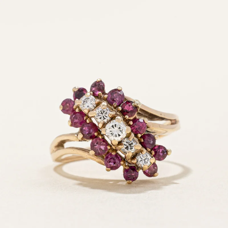 Ruby & Diamond Waterfall Ring | 0.80ctw, 0.25ctw | SZ 5.75 |