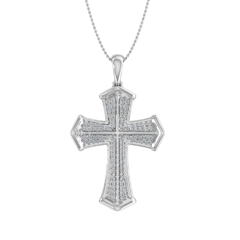 1/3 Carat Diamond Vintage Cross Pendant Necklace in Gold (Silver Chain Included) - IGI Certified