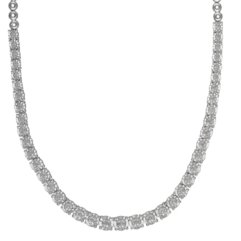 1/3 CTW Diamond Illusion Set Tennis 18-inch Necklace in Sterling Silver