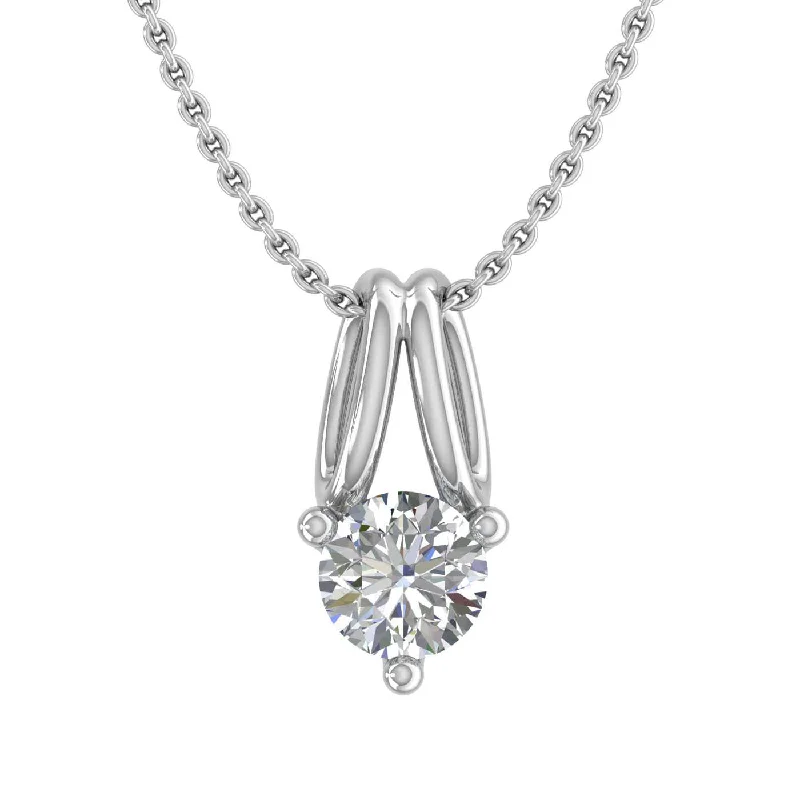 1/5 Carat 3-Prong Set Diamond Solitaire Pendant Necklace in Gold (with Silver Chain) - IGI Certified