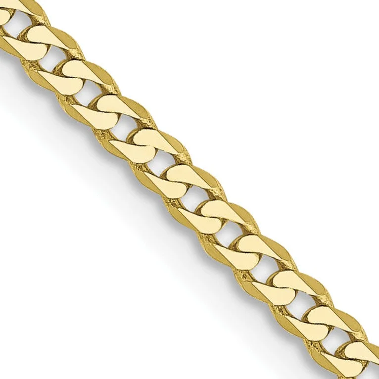 10KT Yellow Gold 24-inch 2.2MM Flat Beveled Curb Chain