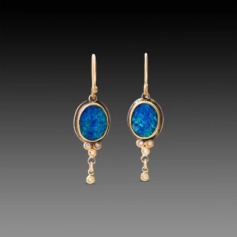 Australian Opal and Diamond Earrings