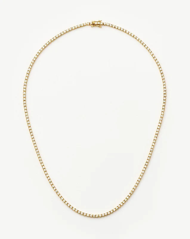 Classic Tennis Necklace | 18ct Gold Vermeil Cubic Zirconia