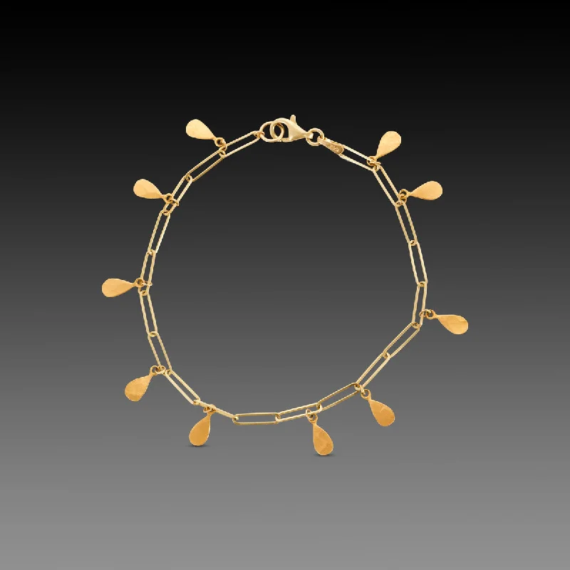 Hammered Gold Teardrops Bracelet