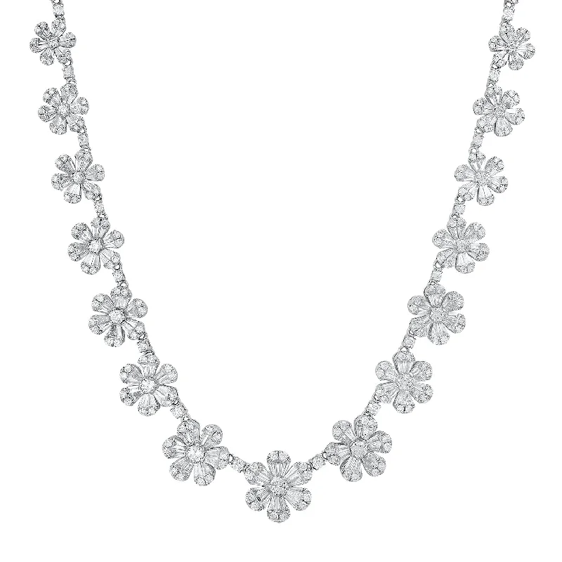 Graduated Diamond Miss Daisy Illusion Tennis Necklace