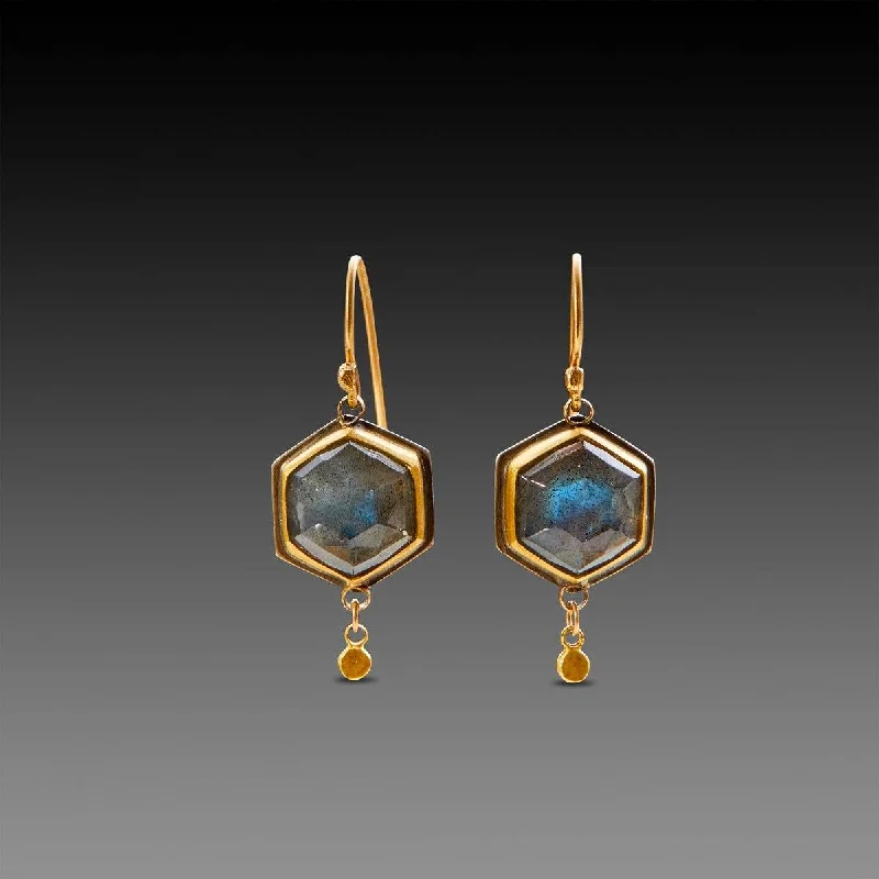 Labradorite Hexagon Earrings