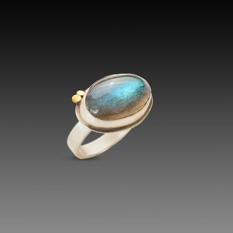 Smooth Oval Labradorite Ring