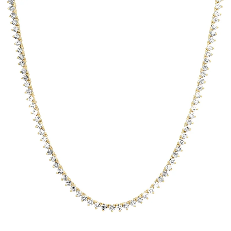 Perfect Three Prong Diamond Tennis Necklace