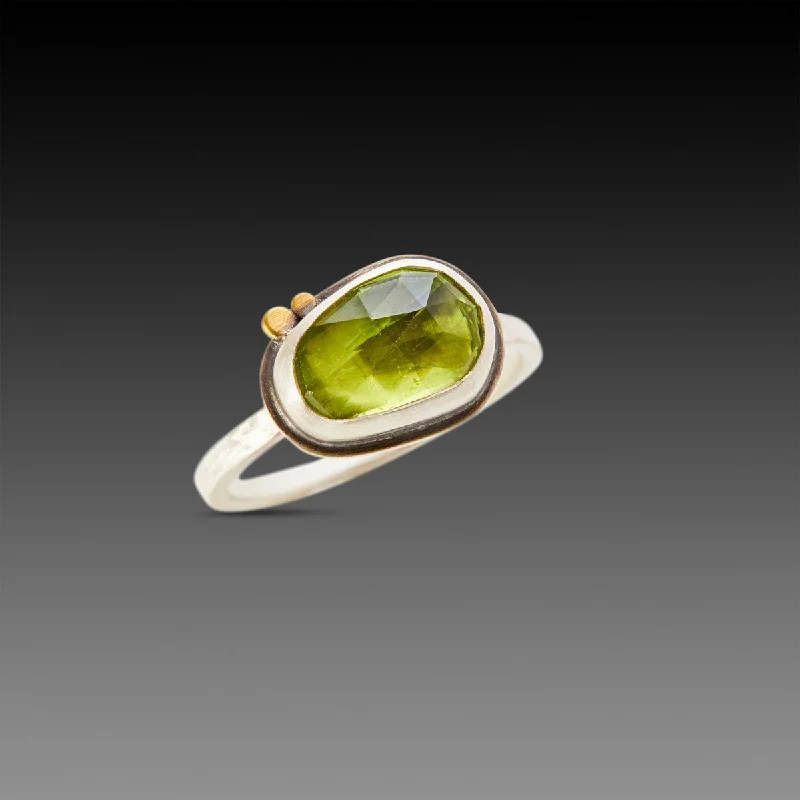 Peridot Ring with 22k Dots