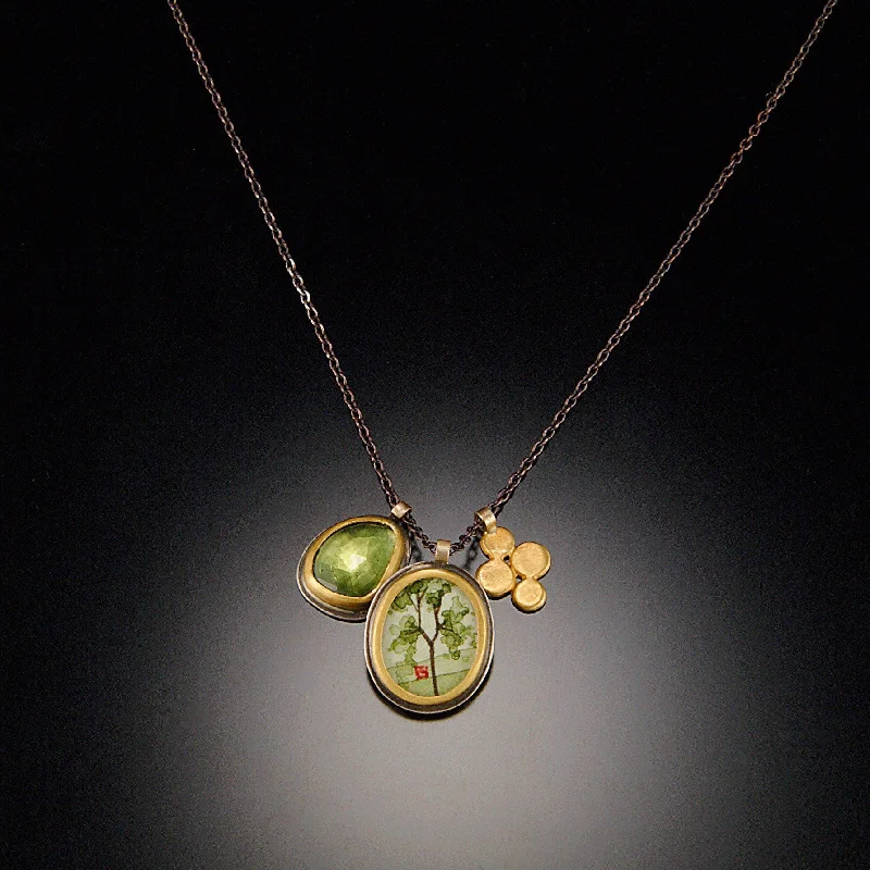 Spring Maple Charm Necklace with Vesuvianite