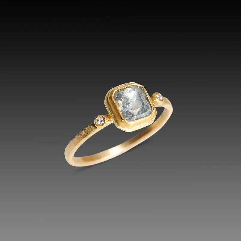 Square Gray Diamond Ring