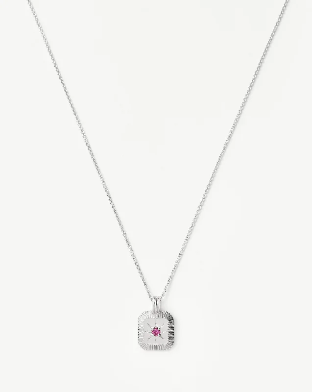 October Birthstone Pendant Necklace | Sterling Silver/Pink Tourmaline