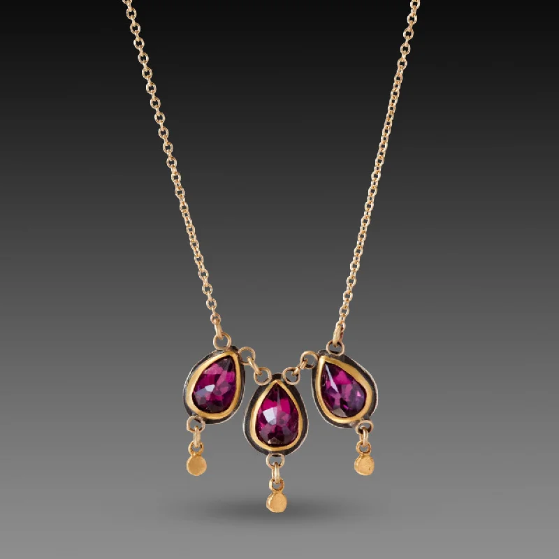 Triple Rhodolite Garnet Necklace