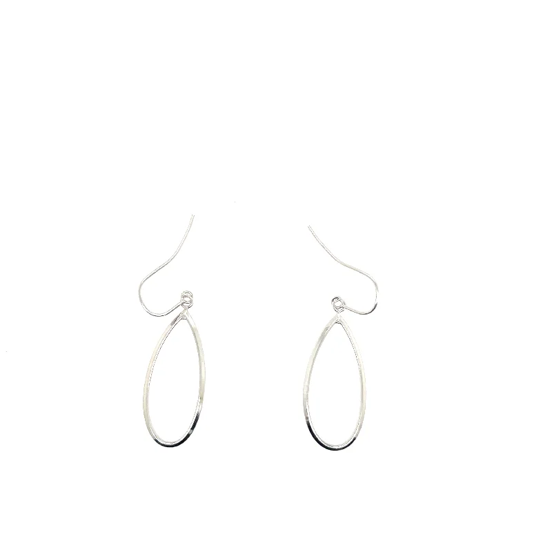 14K White Gold Oval Drop Earrings