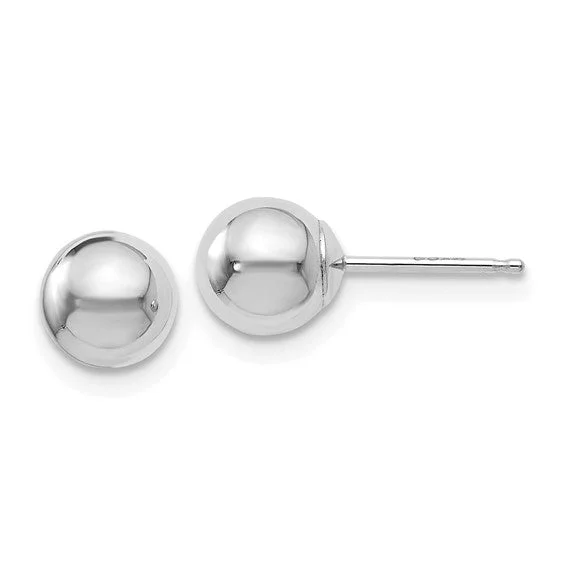 14K White Gold Polished Ball Post Earrings