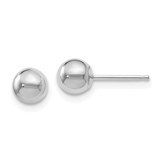 14K White Gold Polished Ball Post Earrings