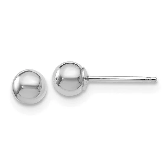 14K White Gold Polished Ball Post Earrings