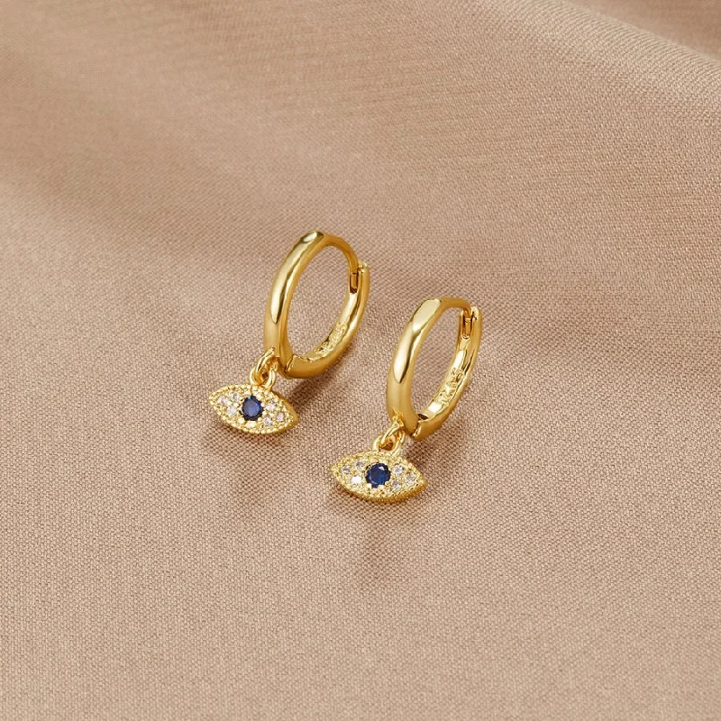 Blue Evil Eye Drop Earrings