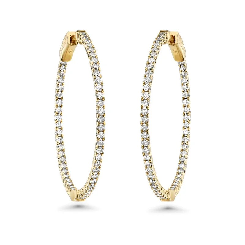 Diamond Inside-Out 1.25'' Hoop Earrings (1.60 ct.) 1.7 mm in 14K Gold