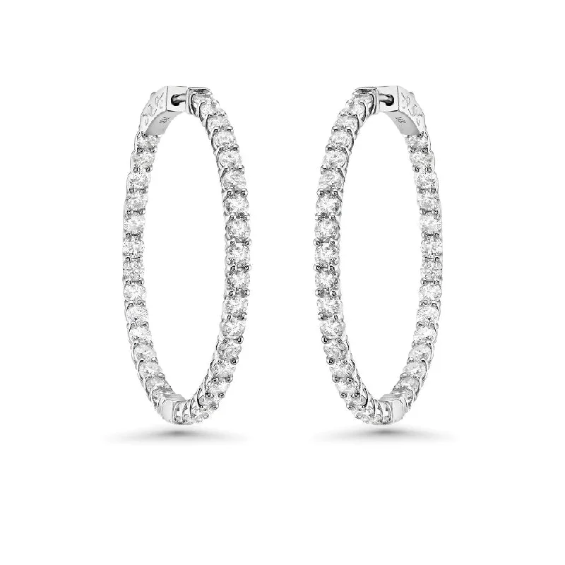 Diamond Inside-Out 1.25'' Hoop Earrings (4.50 ct.) 2.60 mm in 14K Gold