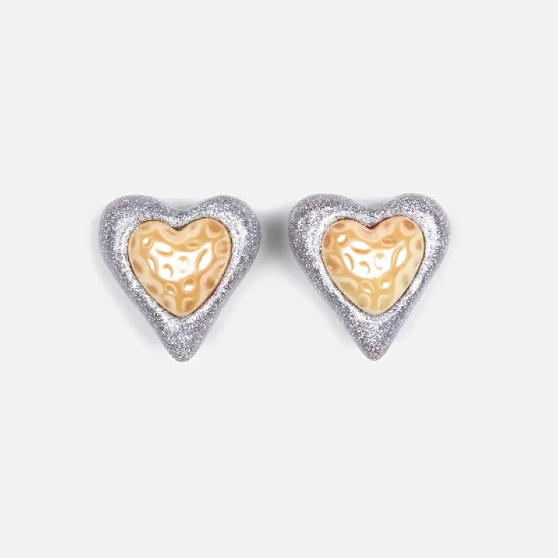 Heart Studs, Glitter