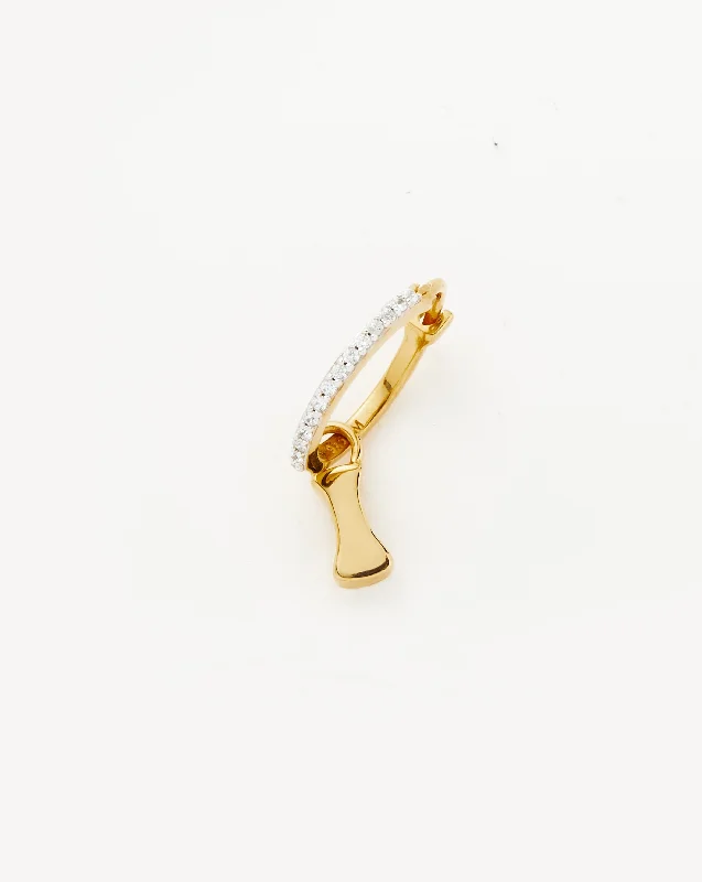 Initial Single Charm Hoop Earring - Initial I | 18ct Gold Vermeil