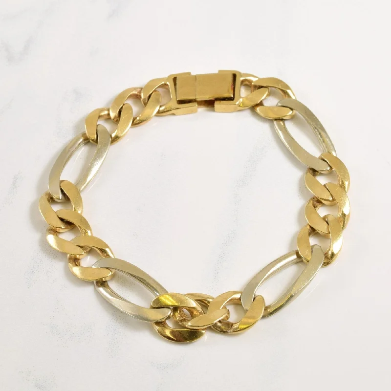 10k Two Tone Figaro Bracelet | 7" |