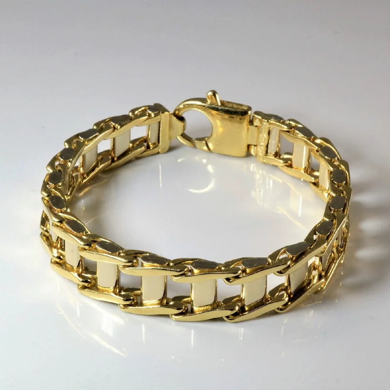 10k Two Tone Biker Chain Bracelet | 8" |