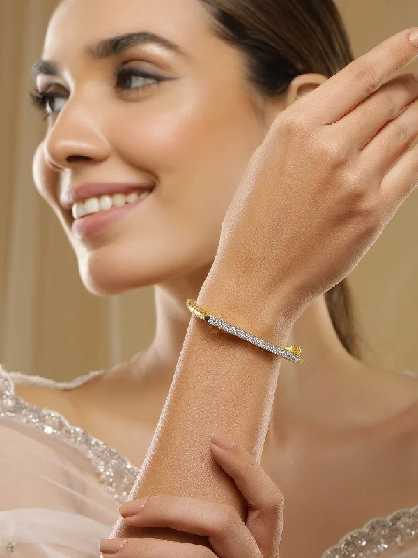 22KT Gold Plated Cubic Zirconia Stylish Slip On Bracelet