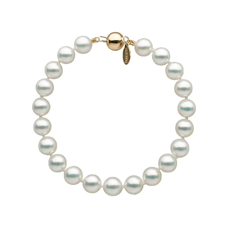 7.5-8.0 mm Natural White Hanadama Akoya Pearl Bracelet