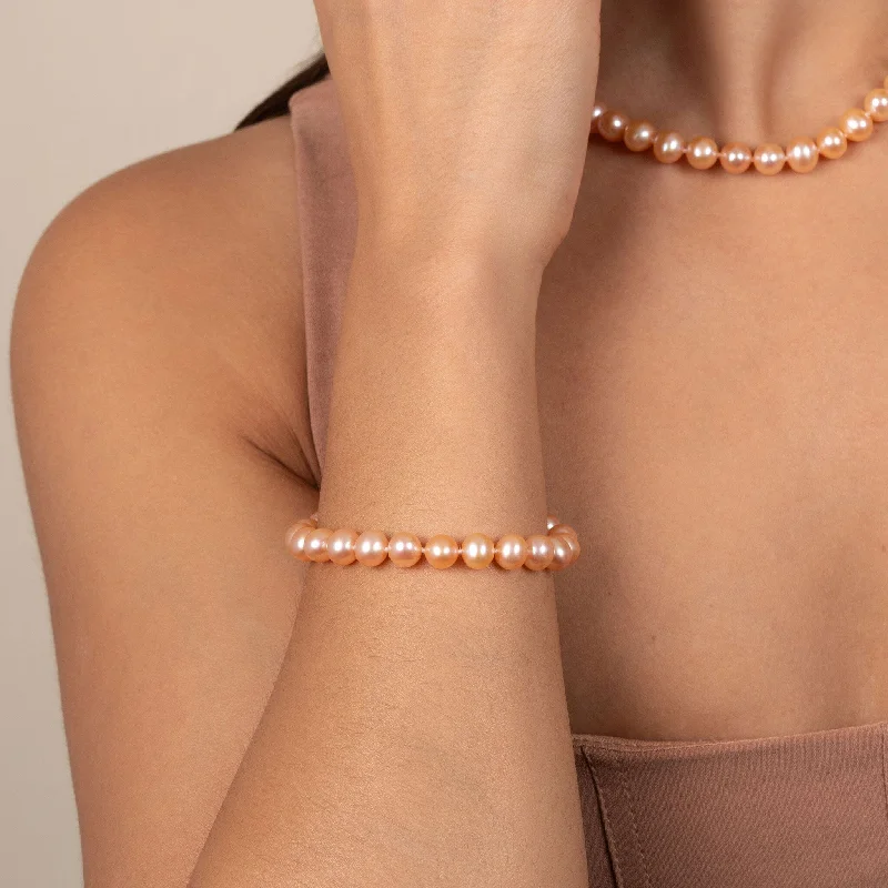 7.5-8.0 mm Pink to Peach Freshwater AA+ Pearl Bracelet