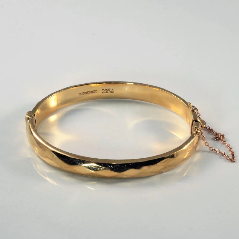 'Birks' Faceted Gold Bangle Bracelet | 7" |