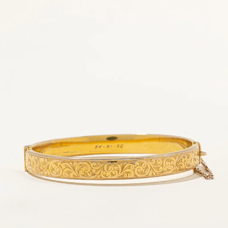 'Birks' 9k Yellow Gold Engraved Bracelet | 6.5" |