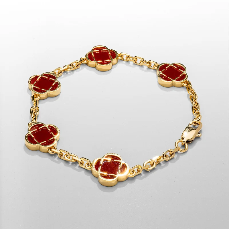 Red Clover Stone Bracelet (Gold)