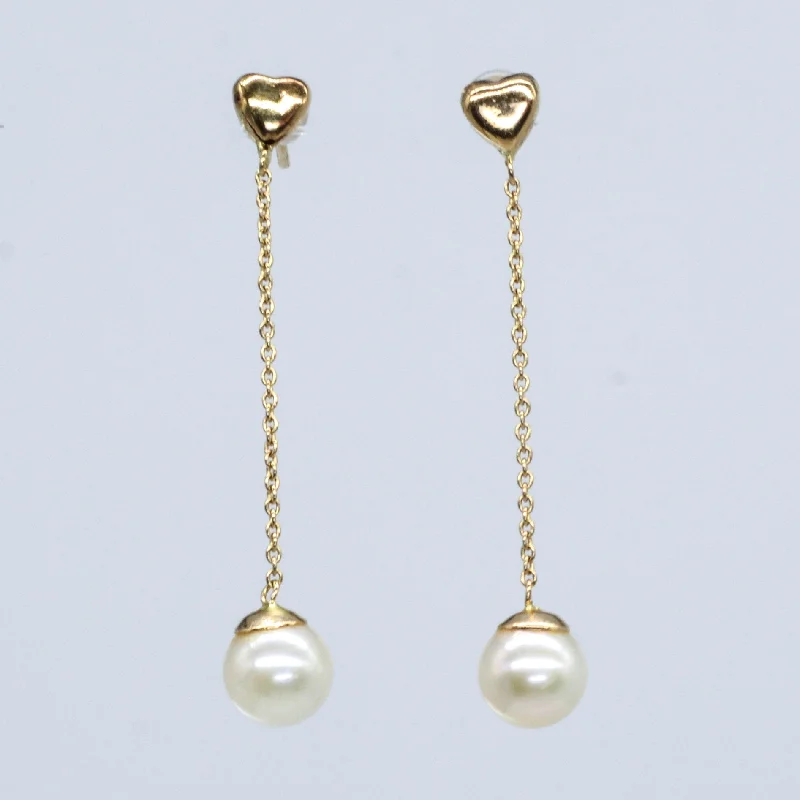 Discounted Jewelry For A Glamorous Look 14k Yellow Gold Drop Pearl Earrings |