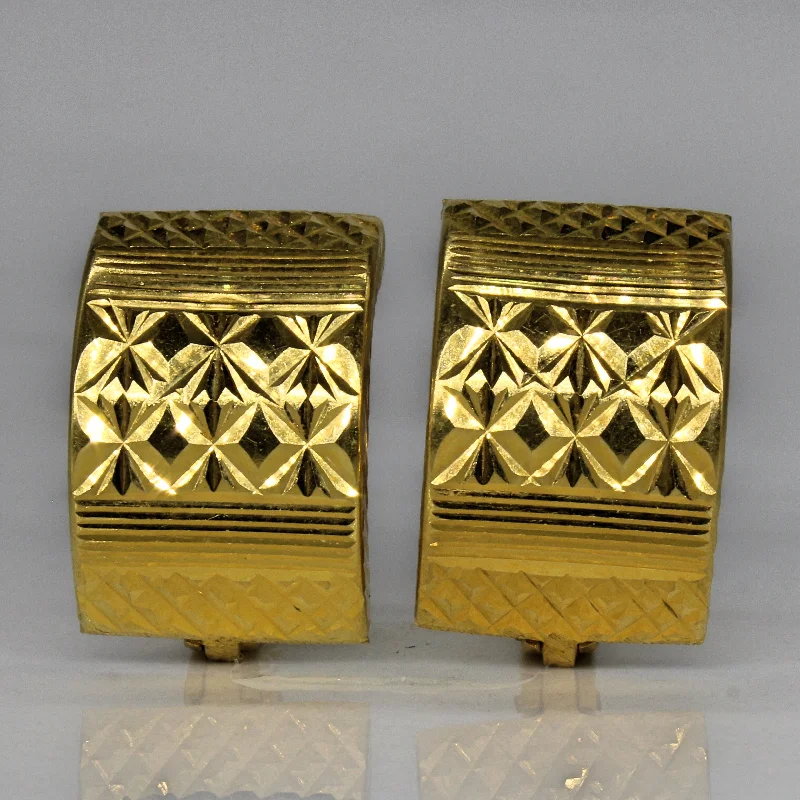 Bestselling Jewelry At Special Promotional Rates 18k Yellow Gold Patterned Huggie Earrings |