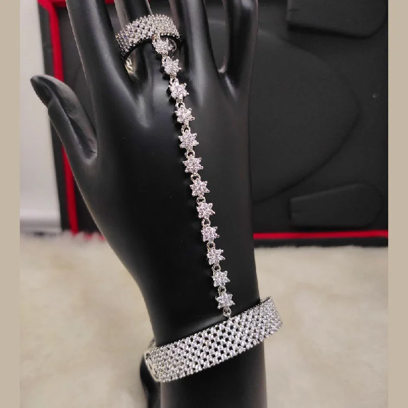 Don't Miss These Dazzling Jewelry Discounts Aamrapali Silver Plated AD Hand Harness