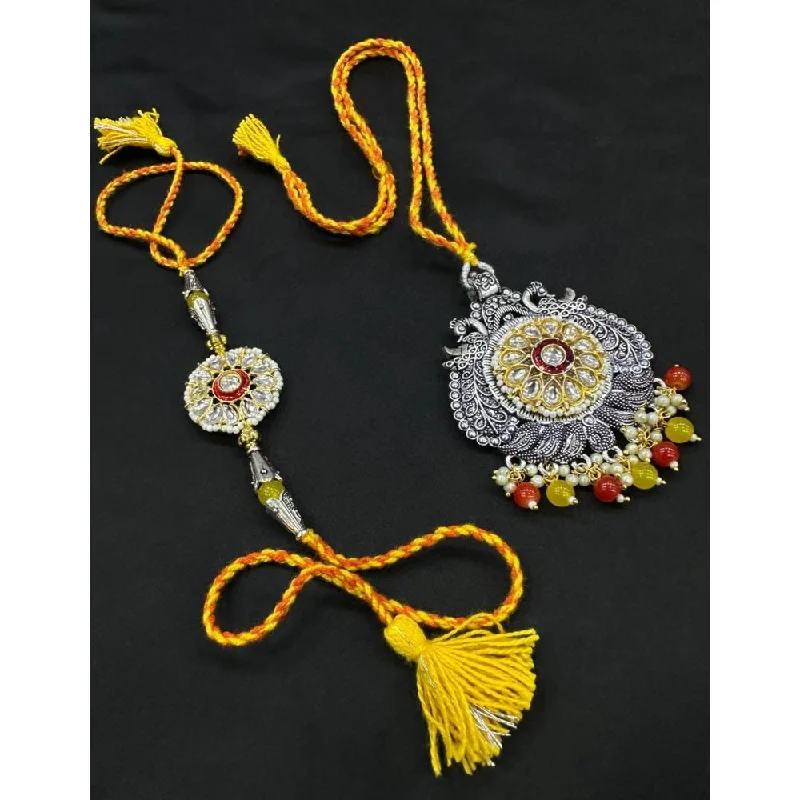 Limited-Stock Jewelry Sale – Once It's Gone, It's Gone Akruti Collection Oxidised Plated Pearl Rakhi Combo